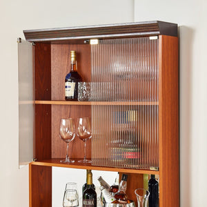 English Elm 70.86(180Cm Tall Corner Display Cabinet 5 Tier Mirrored Back Tempered Glass Modern Dark Oak W2899P440966