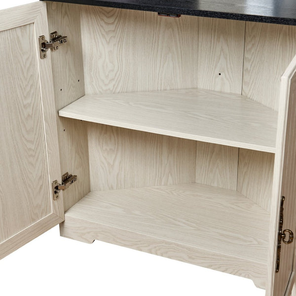 English Elm 70.86(180Cm Tall Corner Display Cabinet 5 Tier Mirrored Back Tempered Glass Modern White W2899P440967