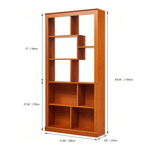 English Elm Free Standing Tall Open Cubby Bookcase Mdf Wood Grain Shelving Unit for Living Room Office Dark Oak W2899P479670