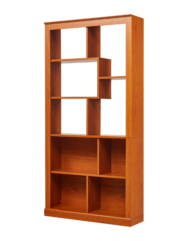 English Elm Free Standing Tall Open Cubby Bookcase Mdf Wood Grain Shelving Unit for Living Room Office Dark Oak W2899P479670