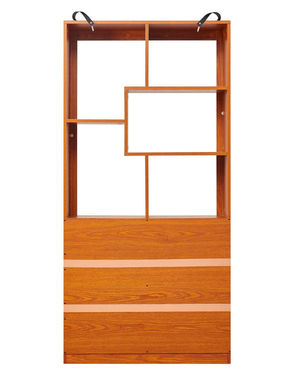 English Elm Free Standing Tall Open Cubby Bookcase Mdf Wood Grain Shelving Unit for Living Room Office Dark Oak W2899P479670