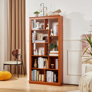 English Elm Free Standing Tall Open Cubby Bookcase Mdf Wood Grain Shelving Unit for Living Room Office Dark Oak W2899P479670