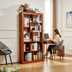 English Elm Free Standing Tall Open Cubby Bookcase Mdf Wood Grain Shelving Unit for Living Room Office Dark Oak W2899P479670