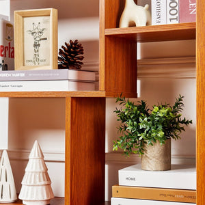 English Elm Free Standing Tall Open Cubby Bookcase Mdf Wood Grain Shelving Unit for Living Room Office Dark Oak W2899P479670