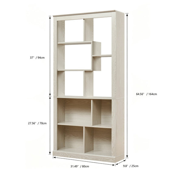 English Elm Free Standing Tall Open Cubby Bookcase Mdf Wood Grain Shelving Unit for Living Room Office White W2899P479671