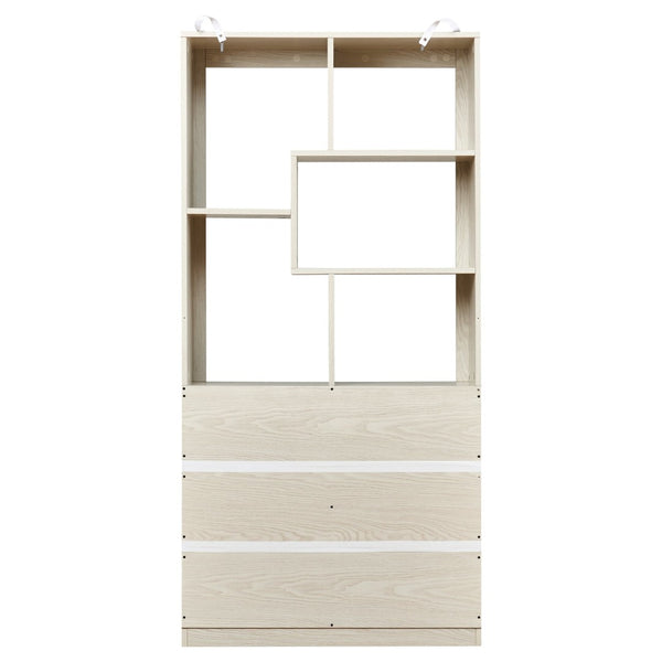 English Elm Free Standing Tall Open Cubby Bookcase Mdf Wood Grain Shelving Unit for Living Room Office White W2899P479671