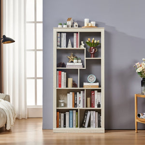English Elm Free Standing Tall Open Cubby Bookcase Mdf Wood Grain Shelving Unit for Living Room Office White W2899P479671