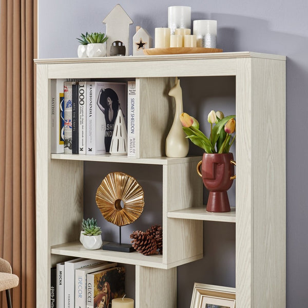 English Elm Free Standing Tall Open Cubby Bookcase Mdf Wood Grain Shelving Unit for Living Room Office White W2899P479671