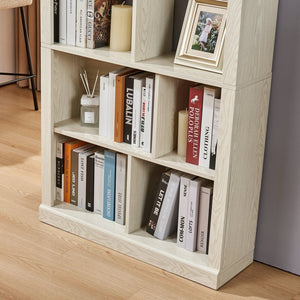 English Elm Free Standing Tall Open Cubby Bookcase Mdf Wood Grain Shelving Unit for Living Room Office White W2899P479671