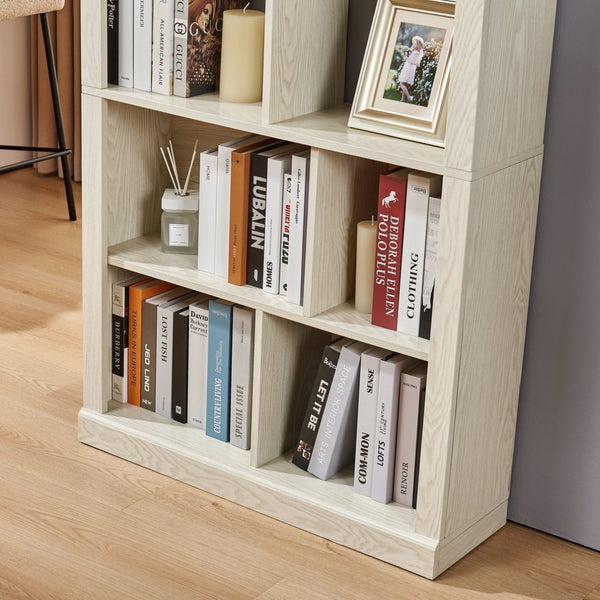 English Elm Free Standing Tall Open Cubby Bookcase Mdf Wood Grain Shelving Unit for Living Room Office White W2899P479671