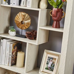 English Elm Free Standing Tall Open Cubby Bookcase Mdf Wood Grain Shelving Unit for Living Room Office White W2899P479671