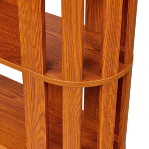 English Elm Wooden Oval Grid Bookcase 5-tier Freestanding Sculptural Shelving Unit for Home Office Dark Oak W2899P479674