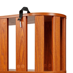 English Elm Wooden Oval Grid Bookcase 5-tier Freestanding Sculptural Shelving Unit for Home Office Dark Oak W2899P479674