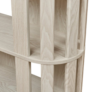 English Elm Wooden Oval Grid Bookcase 5-tier Freestanding Sculptural Shelving Unit for Home Office White W2899P479675