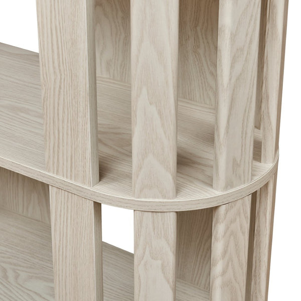 English Elm Wooden Oval Grid Bookcase 5-tier Freestanding Sculptural Shelving Unit for Home Office White W2899P479675