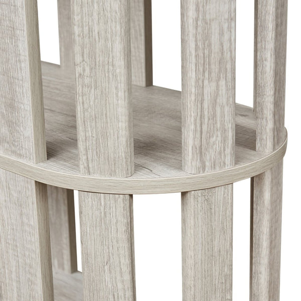 English Elm Wooden Oval Grid Bookcase 5-tier Freestanding Sculptural Shelving Unit for Home Office Light Gray W2899P479676