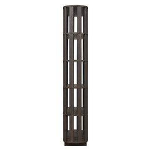 English Elm Wooden Oval Grid Bookcase 5-tier Freestanding Sculptural Shelving Unit for Home Office Dark Brown W2899P479691