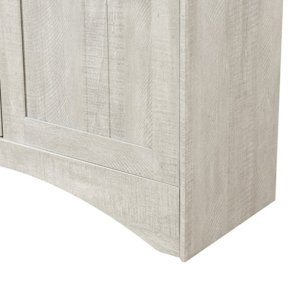 English Elm Arched Freestanding Wine Cabinet Vintage Carved Crown Adjustable Shelves Dining Room Light Oak, White Washed W2899P499437