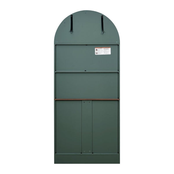 English Elm Arched Freestanding Wine Cabinet Vintage Carved Crown Adjustable Shelves Dining Room Green W2899P499440