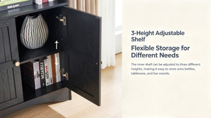 English Elm Arched Tall Storage Cabinet with Carved Applique Open Display and Enclosed Shelving Black W2899P516218