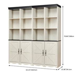 English Elm 4-in-1 Modular Farmhouse Bookcase with Open Cubbies and Closed Storage for Home Office White W2899S00029