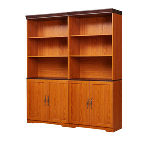 English Elm Freely Modular Mdf Bookcase Set with Adjustable Open Shelving and Enclosed Storage Doors Dark Oak W2899S00030