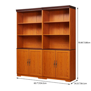 English Elm Freely Modular Mdf Bookcase Set with Adjustable Open Shelving and Enclosed Storage Doors Dark Oak W2899S00030