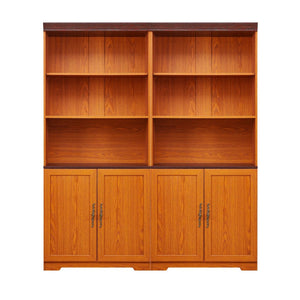 English Elm Freely Modular Mdf Bookcase Set with Adjustable Open Shelving and Enclosed Storage Doors Dark Oak W2899S00030