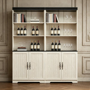 English Elm Freely Modular Mdf Bookcase Set with Adjustable Open Shelving and Enclosed Storage Doors White W2899S00031
