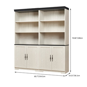 English Elm Freely Modular Mdf Bookcase Set with Adjustable Open Shelving and Enclosed Storage Doors White W2899S00031