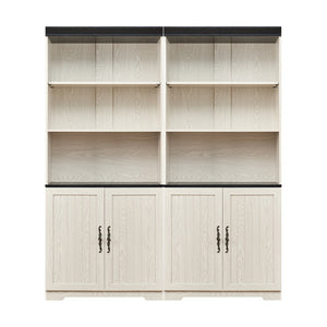 English Elm Freely Modular Mdf Bookcase Set with Adjustable Open Shelving and Enclosed Storage Doors White W2899S00031