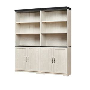 English Elm Freely Modular Mdf Bookcase Set with Adjustable Open Shelving and Enclosed Storage Doors White W2899S00031
