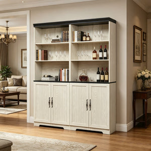 English Elm Freely Modular Mdf Bookcase Set with Adjustable Open Shelving and Enclosed Storage Doors White W2899S00031