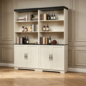 English Elm Freely Modular Mdf Bookcase Set with Adjustable Open Shelving and Enclosed Storage Doors White W2899S00031