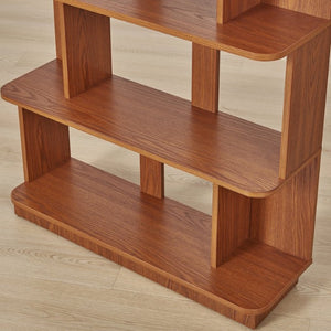 English Elm Set of 2 Modular Open Bookcases with Wood Grain Finish for Living Room or Home Office W2899S00032