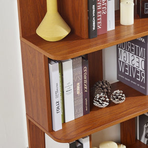 English Elm Set of 2 Modular Open Bookcases with Wood Grain Finish for Living Room or Home Office W2899S00032
