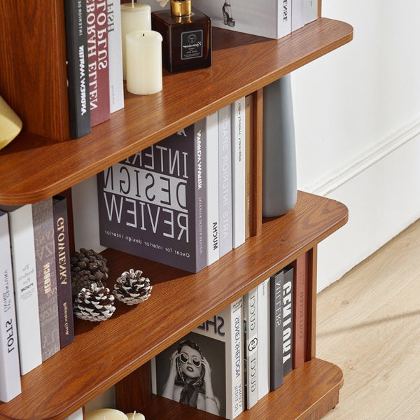 English Elm Set of 2 Modular Open Bookcases with Wood Grain Finish for Living Room or Home Office W2899S00032