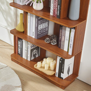 English Elm Set of 2 Modular Open Bookcases with Wood Grain Finish for Living Room or Home Office W2899S00032