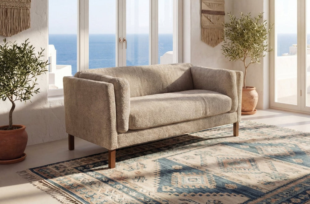 English Elm Modern Chenille Loveseat Compact Two-Seat Sofa with Removable Cushion for Living Rooms Camel W2901P463102
