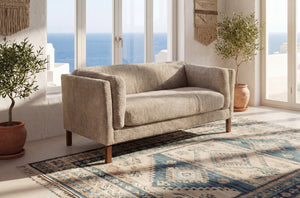 English Elm Modern Chenille Loveseat Compact Two-Seat Sofa with Removable Cushion for Living Rooms Camel W2901P463102