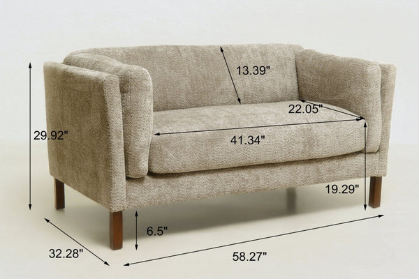 English Elm Modern Chenille Loveseat Compact Two-Seat Sofa with Removable Cushion for Living Rooms Camel W2901P463102