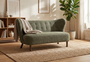 English Elm Nordic Armless Loveseat Chenille Upholstered Curved Tufted Back for Study or Living Room W2901P463465