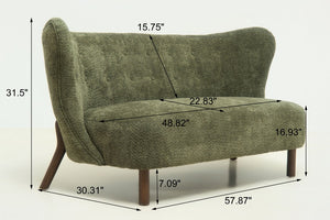 English Elm Nordic Armless Loveseat Chenille Upholstered Curved Tufted Back for Study or Living Room W2901P463465