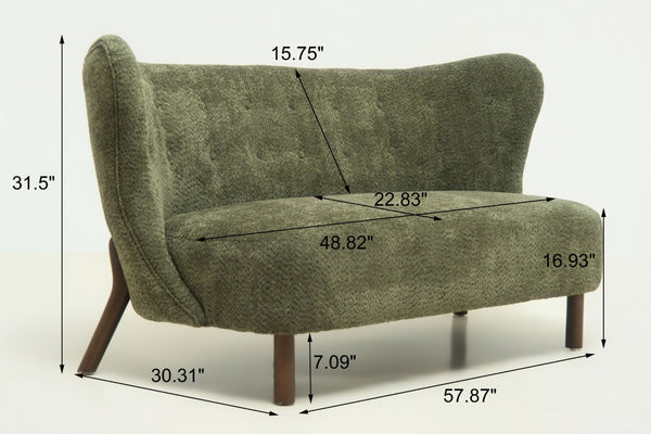 English Elm Nordic Armless Loveseat Chenille Upholstered Curved Tufted Back for Study or Living Room W2901P463465