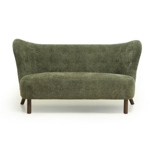 English Elm Nordic Armless Loveseat Chenille Upholstered Curved Tufted Back for Study or Living Room W2901P463465