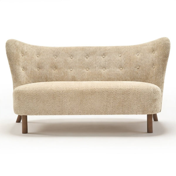 English Elm Nordic Chenille Loveseat Button Tufted Curved Back Armless Sculptural Living Room Sofa Camel W2901P463468
