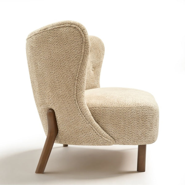 English Elm Nordic Chenille Loveseat Button Tufted Curved Back Armless Sculptural Living Room Sofa Camel W2901P463468