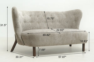 English Elm Nordic Chenille Loveseat Button Tufted Curved Back Armless Sculptural Living Room Sofa Camel W2901P463468