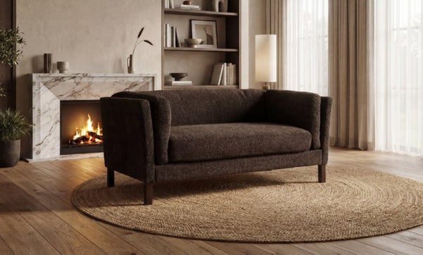 English Elm Modern Chenille Loveseat Compact Two-Seat Sofa with Removable Cushion for Living Rooms Dark Brown W2901P463472