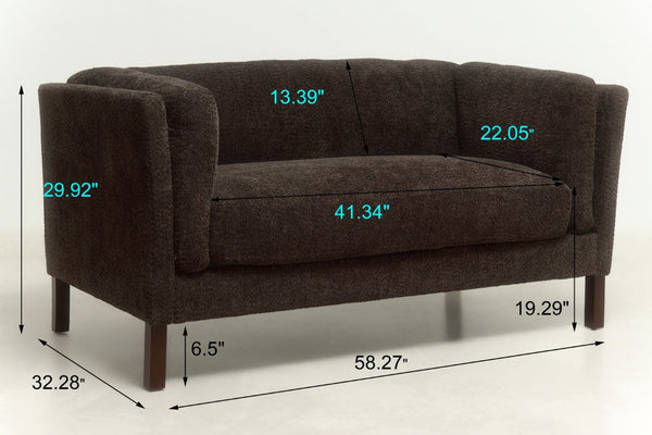 English Elm Modern Chenille Loveseat Compact Two-Seat Sofa with Removable Cushion for Living Rooms Dark Brown W2901P463472